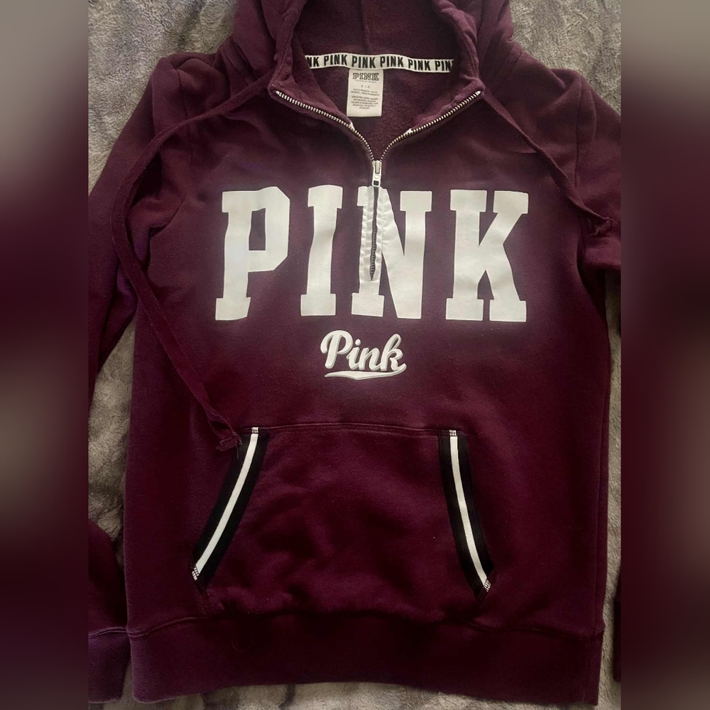 Victoria's Secret PINK Maroon Quarter Zip Hoodie